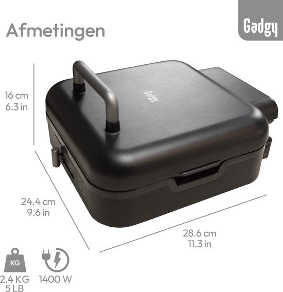Grill de table Gadgy pivotant à 180° – 3-en-1 – Grill de table et appareil à panini – 1 400 W – Avec plaque antiadhésive amovible et structure rabattable – Régulateur de température – Cuisson allégée en matières grasses – Cooltouch