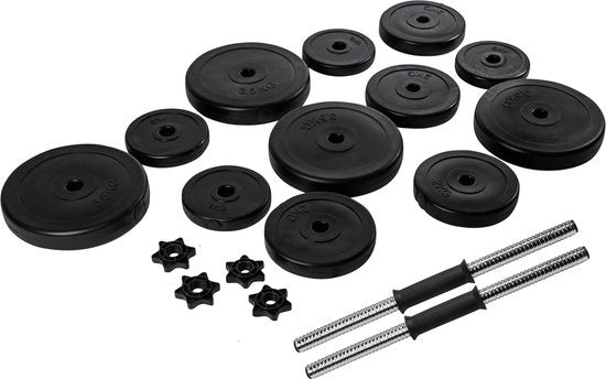VirtuFit Adjustable Dumbbell Set - Poids d'haltères - 2 haltères en vinyle 14kg - 28kg
