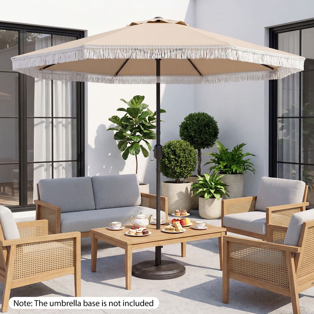 Parasol Coast avec système de balancement et fonction d'inclinaison - 270 cm de diamètre - baleines métalliques robustes - beige