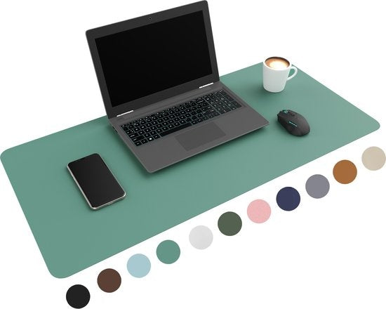 WURK Professional Desk Pad Leatherette - Organisateur de bureau - Inclut un clip pour câble - Turqoise - 90x45