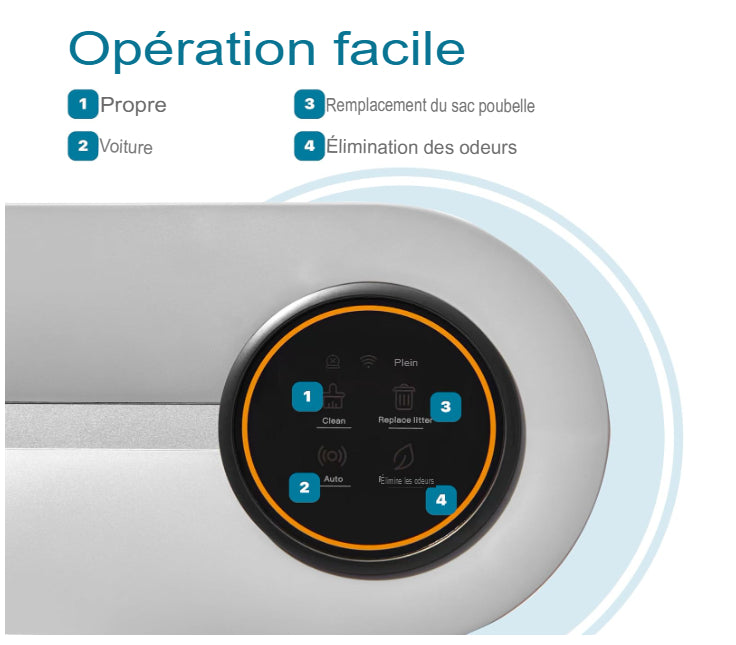 Bac à litière automatique et autonettoyant, BOME,  Avec application et écran tactile, 65L