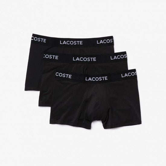 Boxers Lacoste pour homme, 3 pièces, en microfibre, basiques, noirs