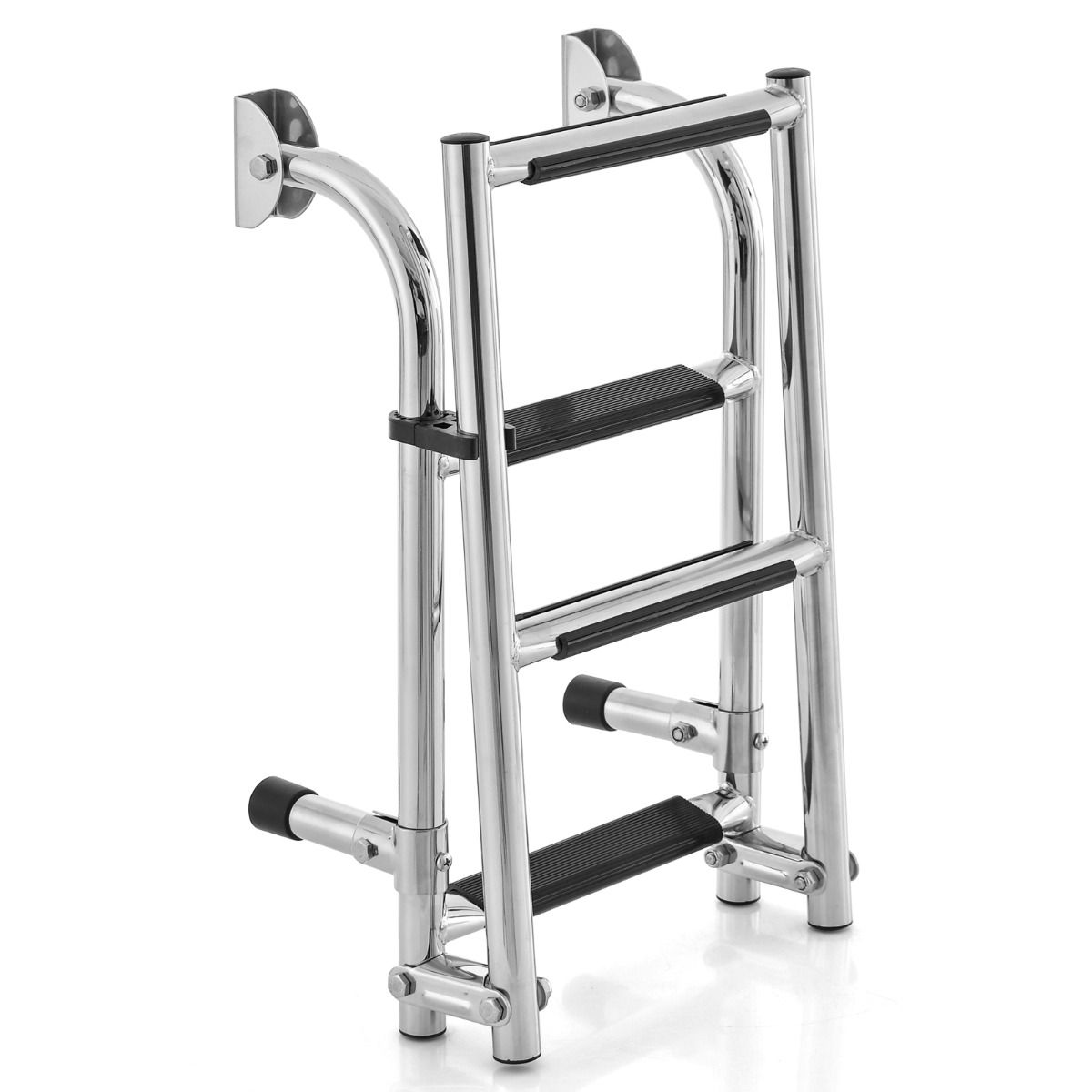 Escalier de piscine Coast avec 4 marches, pliable, acier inoxydable, 90 x 27,5 x 13 cm, argenté