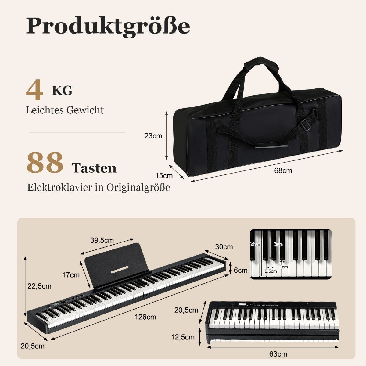 Coast e-keyboard pliable pliable avec 88 touches rétro-éclairées clavier numérique clavier numérique noir