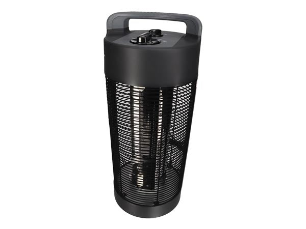 Perel Mobiele terrasverwarmer, 1200 W, carbon, met kantelbeveiliging, 2 warmteniveaus, oscillerend, plensdicht, metaal, zwart