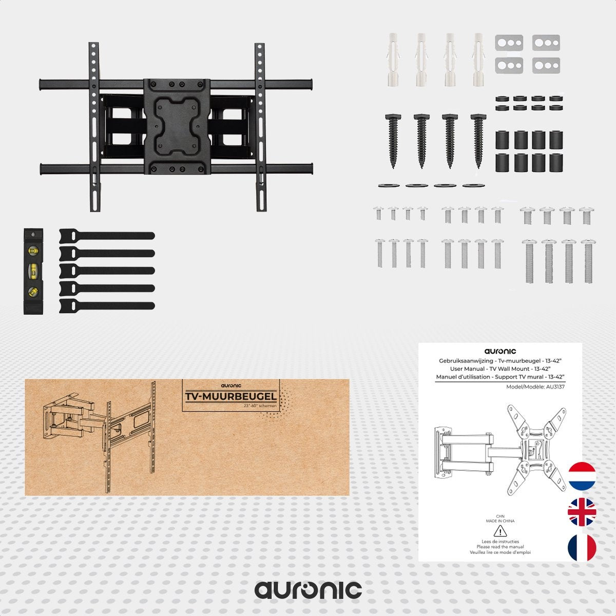 Support TV - Auronic - Rotatif et inclinable - 23 à 60 pouces - jusqu'à 45 KG - Noir