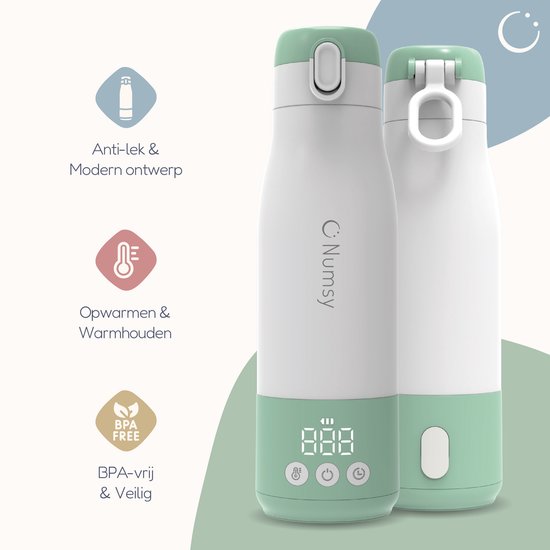 Chauffe biberon - Numsy - Thermos chauffant pour lait et eau - Sans fil - 350 ml