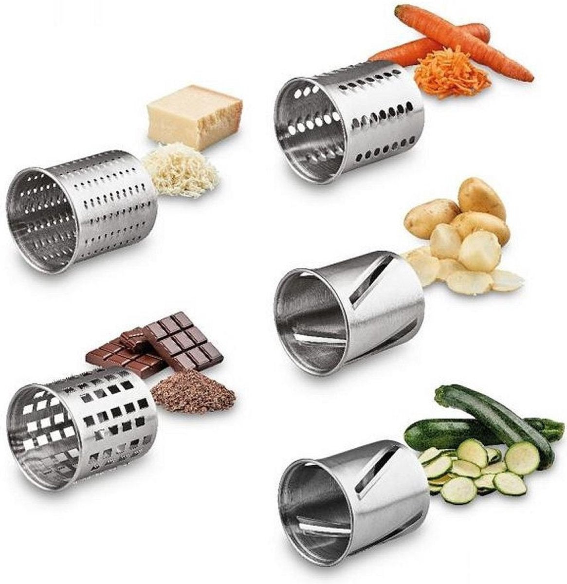 Râpe Multifonctionnelle Solis Slice & More 8401 Hache, Moud et Râpe avec 5 Tambours de Coupe