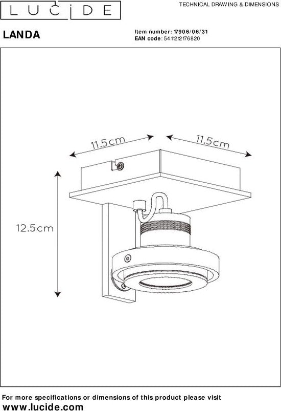 Lucide LANDA - Spot de plafond - LED « Dim to warm » - GU10 - 1x5 W 2200 K/3000 K - Blanc