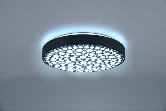 Reality - Plafonnier LED - Éclairage de plafond - 22 W - Couleur réglable - RGB - Télécommande - Intensité variable - Rond - Noir - Plastique