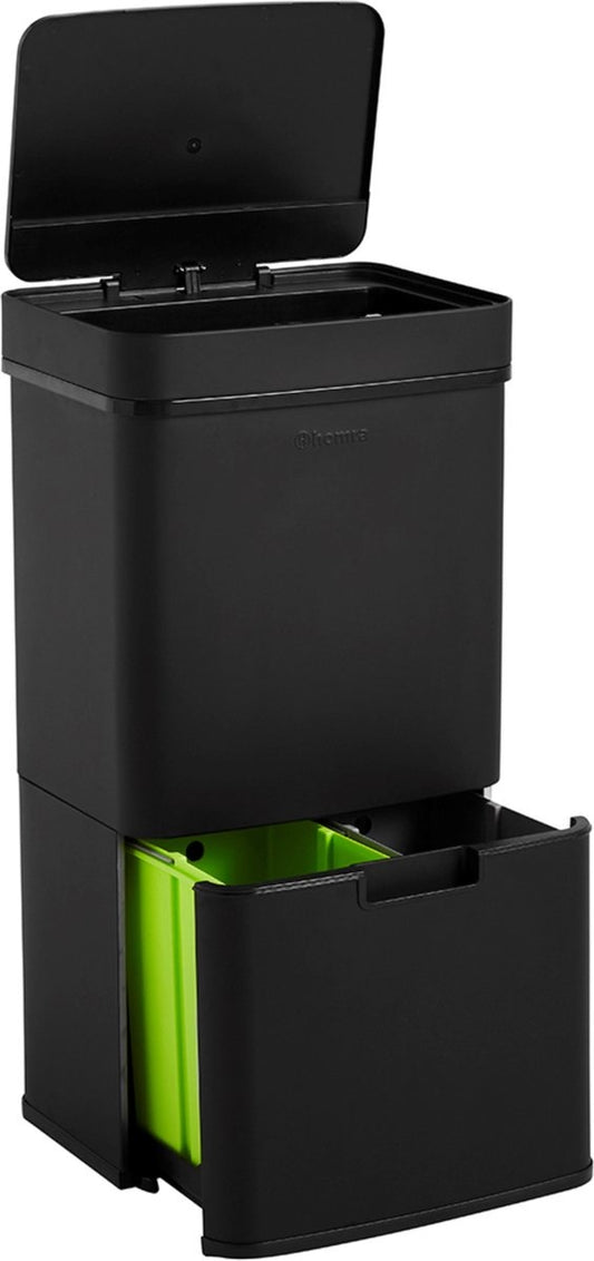 Homra NEXO Waste Separation Sensor Bin Black 72 litres - 3 compartiments - 2x12L + 48L - Capteur infrarouge