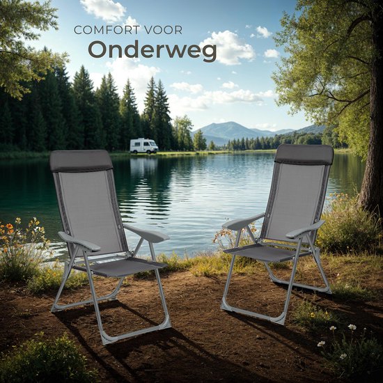 tectake®- Lot de 4 chaises de jardin avec dossier haut - Aluminium - Chaise pliante réglable en 5 sens avec accoudoirs - Fauteuil avec fonction inclinable - Mobilier de jardin pour la terrasse et le camping - Anthracite