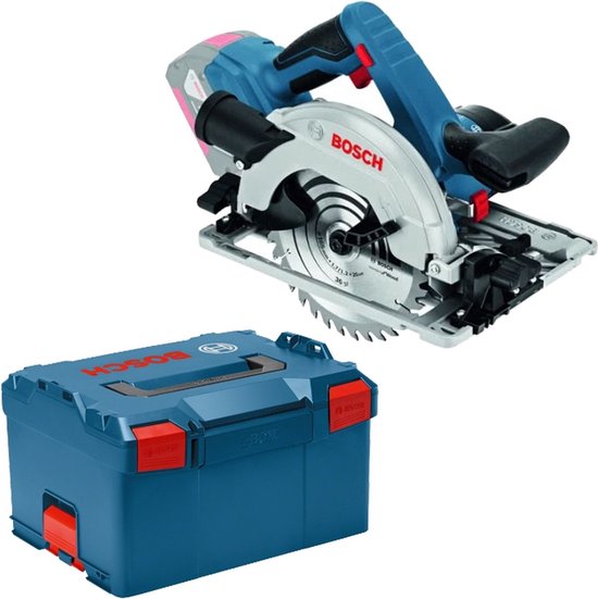 Bosch Professional GKS 18V-57 G - Batterie et chargeur non fournis, 1 lame Standard pour bois de 165 mm, adaptateur d'aspiration, clé Allen, guide parallèle
