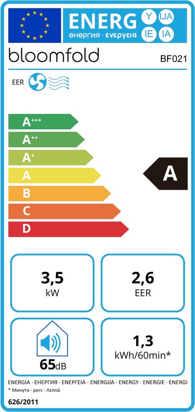 Climatiseur mobile Bloomfold - 12 000 BTU - 4 en 1 - Climatisation avec kits d'étanchéité pour fenêtres - Chambre à coucher - Salon - rafraîchir jusqu'à 35m².