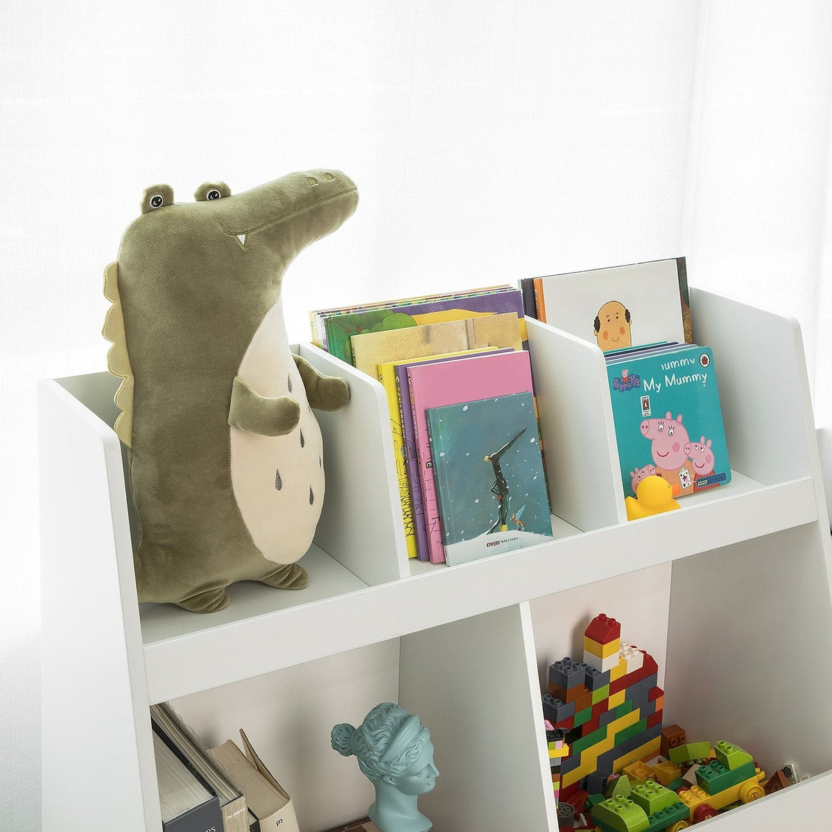 SoBuy Meuble de rangement pour enfants - blanc - 86x36x77 cm - 5 compartiments