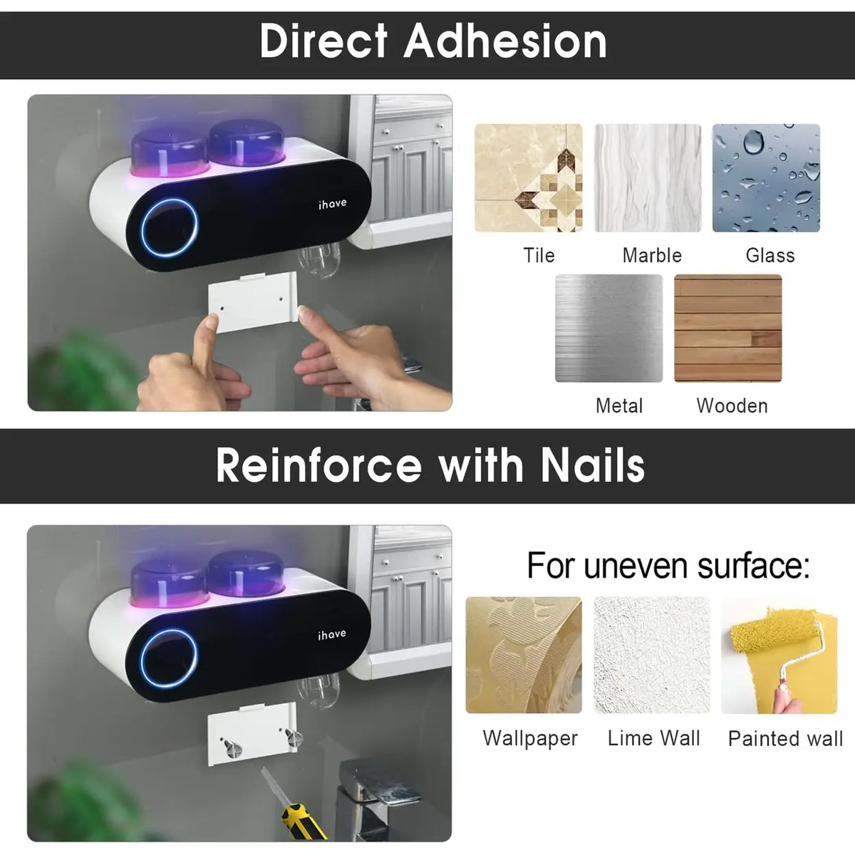 Appareil de désinfection pour brosses à dents Ihave F1102 avec support
