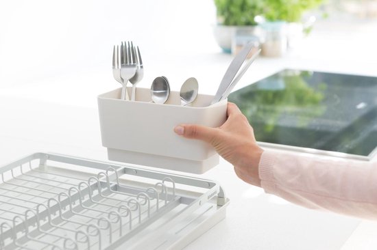 Égouttoir SinkSide de Brabantia - avec bac de récupération et porte-couverts - Gris clair