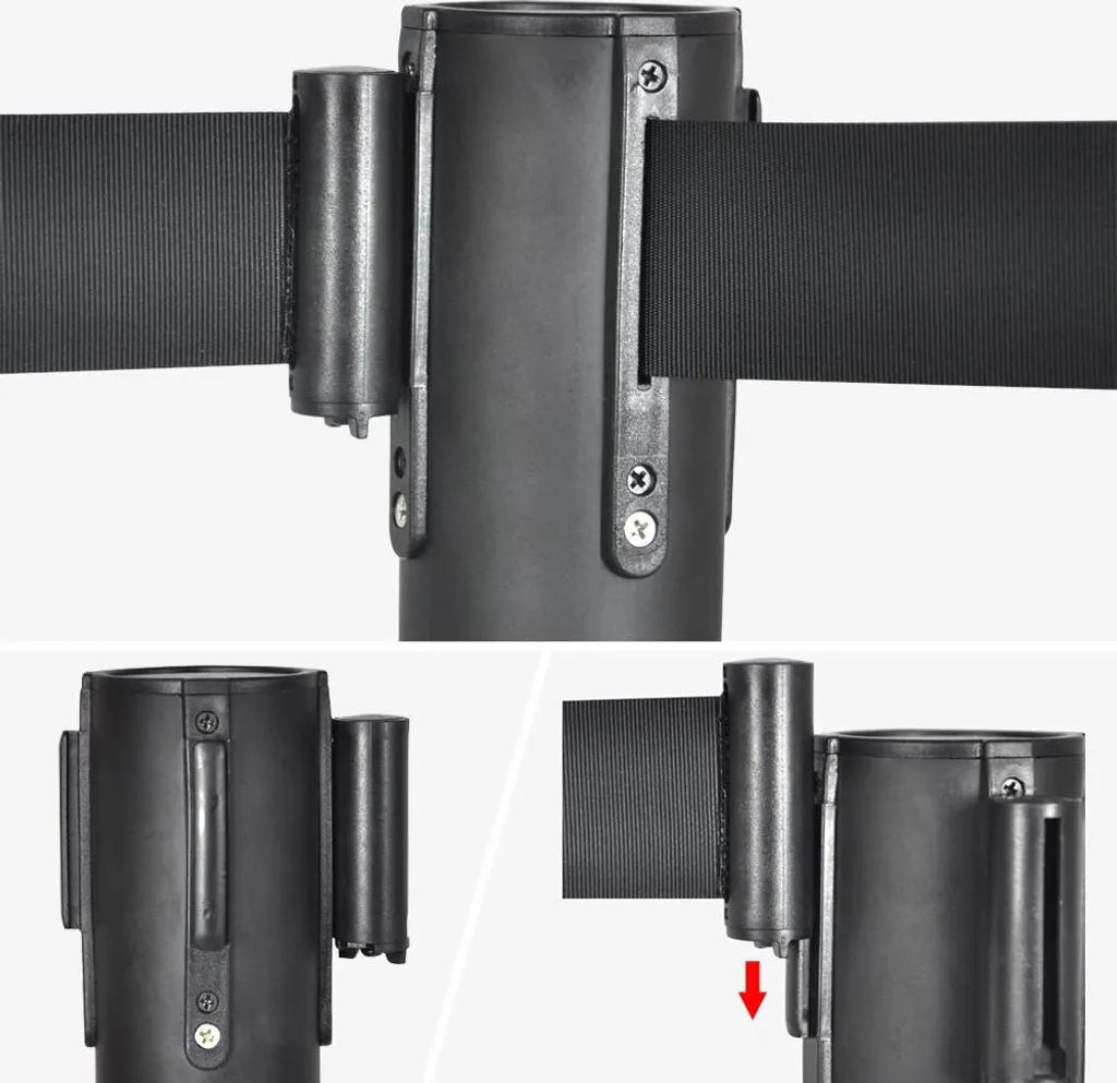 Yaheetech Lot de 2 poteaux de délimitation - Noir - Poteau de délimitation avec ruban extensible de 200 cm