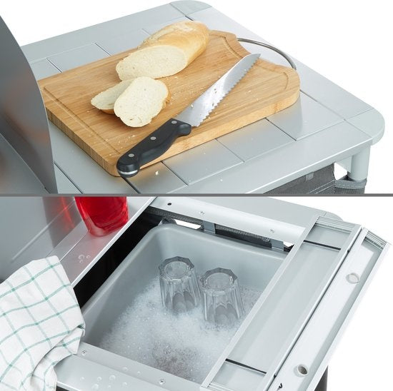 tectake - Cuisine de camping cuisine de camping - avec pare-brise et compartiments de rangement - 116x52x107cm - 402920