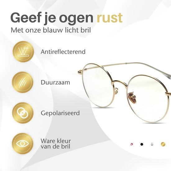 LC Eyewear Lunettes d'ordinateur - Lunettes à lumière bleue - Lunettes d'affichage - Métal - Unisexe - Or