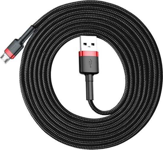 Baseus - Câble universel USB vers Micro USB - Compatible notamment avec les appareils Samsung et autres - 2 mètres - 1,5 A - Noir/Rouge