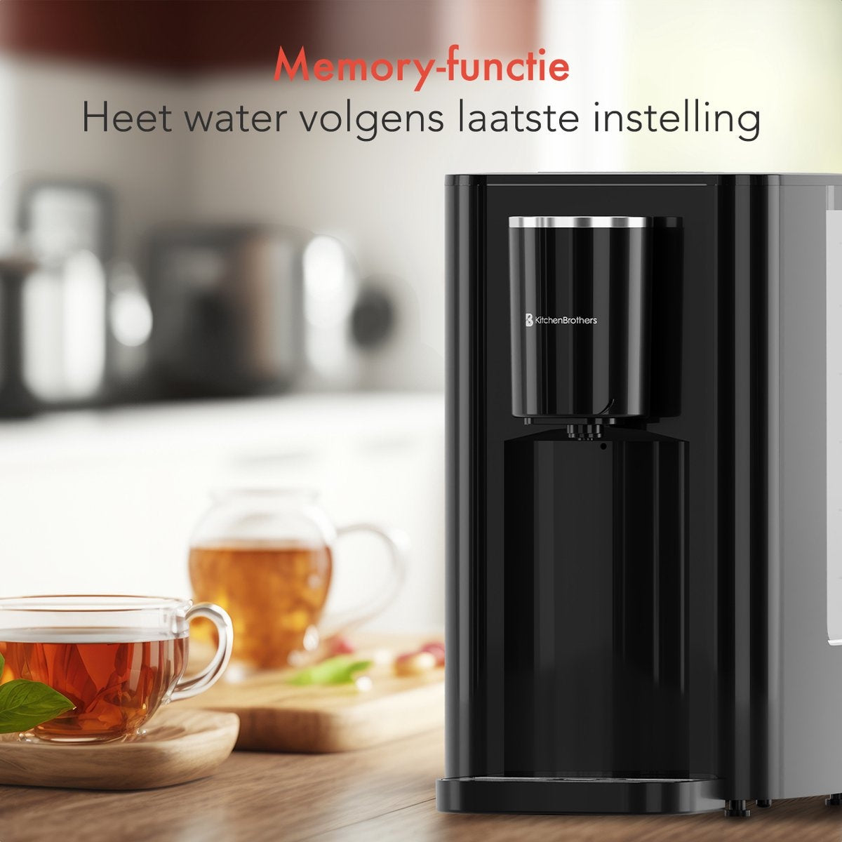 KitchenBrothers Distributeur d'eau chaude - 2.9L - Ecran tactile - Robinet d'eau chaude - 2600W - Noir