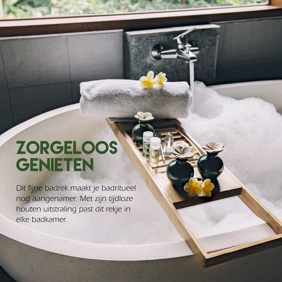 Planche de bain pour le bain - Support de bain - Extensible 50-92cm - Porte-tablette - Bambou