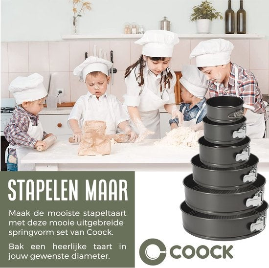 COOCK 6-Piece Baking Tray Set - Springform - Anti-stick Cake Pan - 12 to 28 Cm Diameter -Cake Pan Incl. Dough Mixer & E-Book