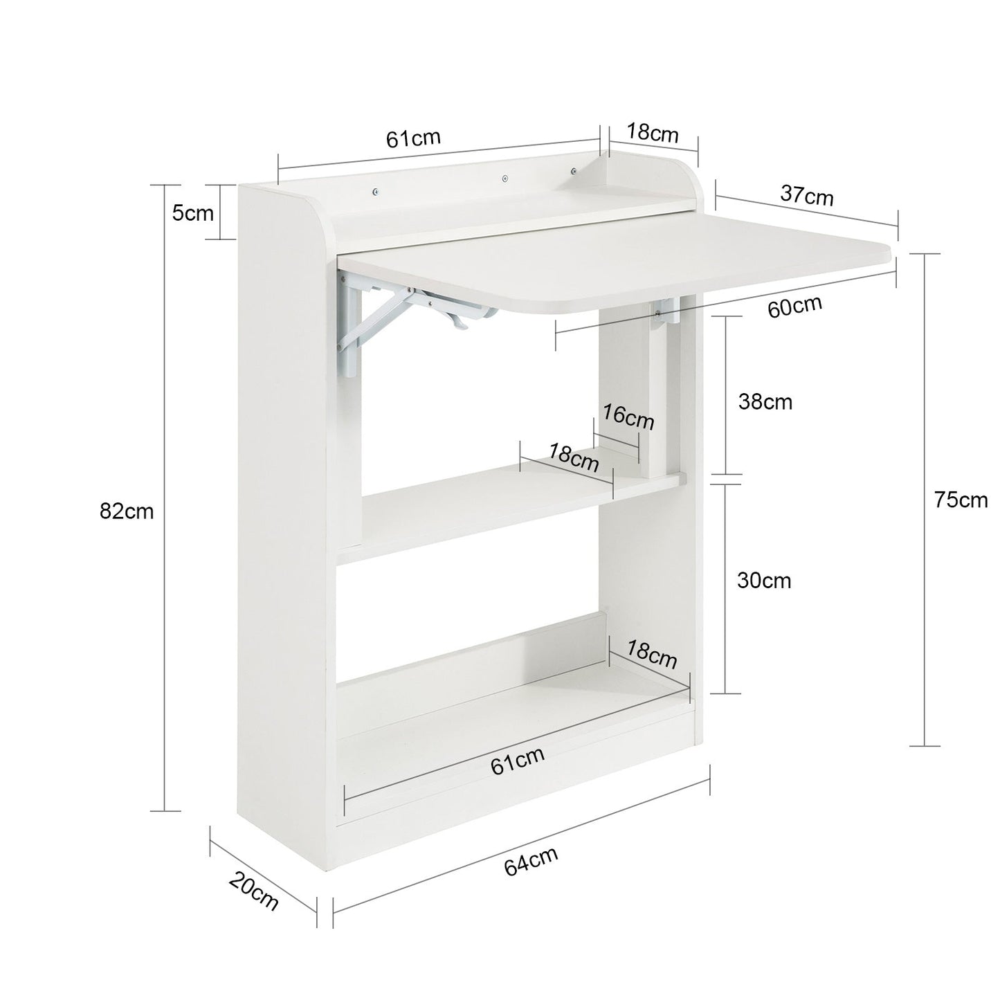 SoBuy Bureau pliable - 64x58x82 cm - Capacité de charge de 35 Kg