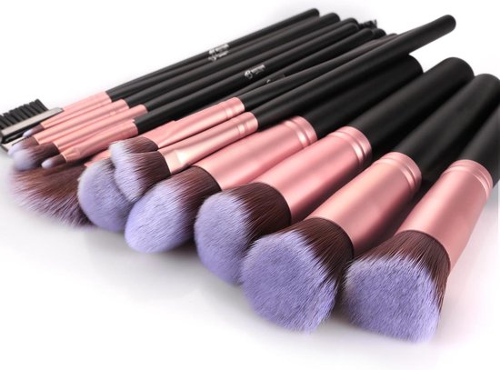 Bestope Set de pinceaux de maquillage avec Beauty blenders 16 pièces - Set de pinceaux - Nettoyeur de pinceaux - Pinceaux - Rose Gold