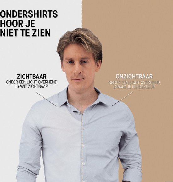 Anti Sweat Shirt - Fibershirts® - Coussinets d'aisselles cousus - Maillot de corps - Couleur chair - Col en V - Hommes - Taille XXL