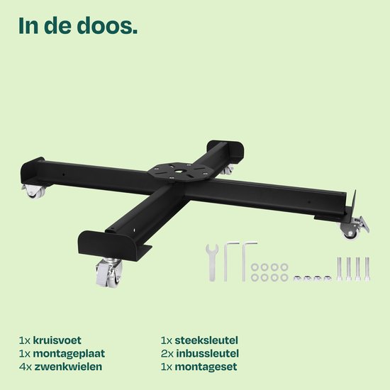 Pied de parasol VONROC sur roulettes - pied en croix mobile - pour les parasols suspendus VONROC Bardolino et Pisogne & Compatible avec tous les modèles