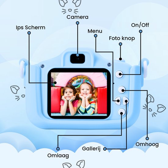 Bambini Kids' Camera - Appareil photo numérique pour enfants - Appareil photo numérique - Appareil photo pour enfants - 1080P HD - Bleu