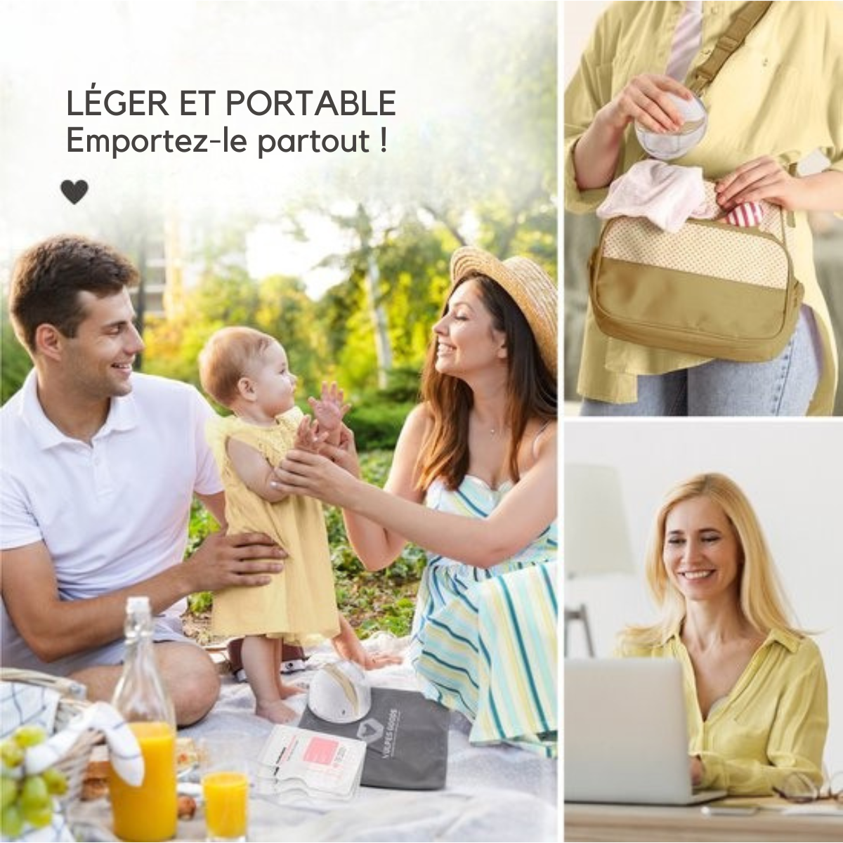 Tire-lait mains libres - Vulpes Goods® BabyCare - Tire-lait électrique sans fil - Portable - Double tire-lait électrique mains libres - Version PRO