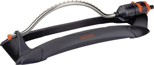 BLACK+DECKER Arroseur de pelouse - 19 trous - 58.5 x 19.5 x 10.5 CM - Arroseur de jardin pivotant - Noir/Orange