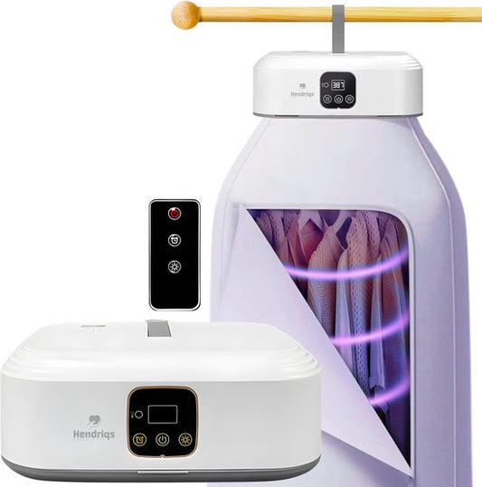 Sèche-linge à condensation Hendriqs® 8 kg - 90 °C : mini-sèche-linge avec stérilisation par UV - Des vêtements secs et une pièce chauffée en même temps - Alternative au sèche-linge à pompe à chaleur, au lave-linge/sèche-linge, à l'armoire de séchage, au s