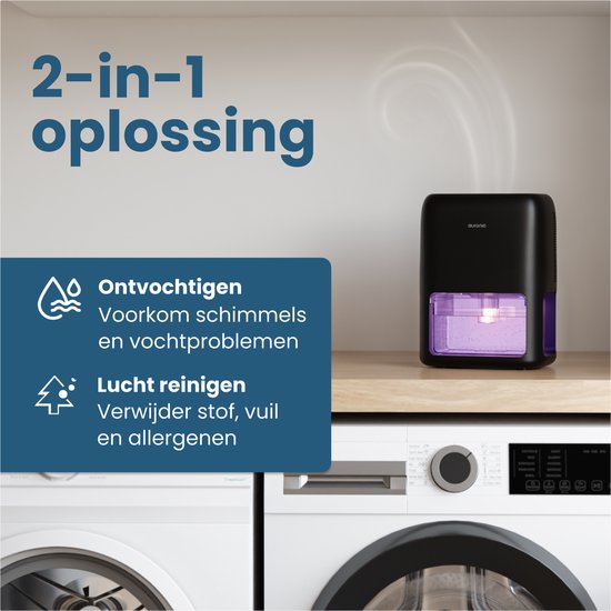 Déshumidificateur Auronic Mini - Convient au salon, au bureau, à la chambre à coucher, à la chambre de bébé et plus encore - Silencieux - Noir