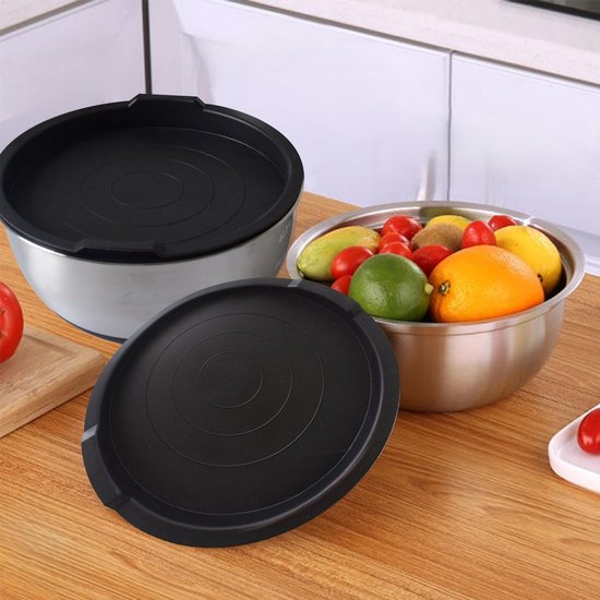 Ceruzo Bols à mélanger avec couvercle- set de 3 - acier inoxydable - 1 -2-3 Litres-Closeable-Stackable