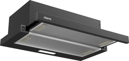 CIARRA CBCB6906D - Hotte aspirante à écran plat - 60 cm, noire – Jeu de filtres à charbon inclus - 370 m³ – Classe énergétique A++