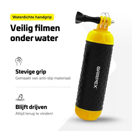 Garpex® Floating Handgrip - Trépied flottant - Universel - Convient à toutes les caméras d'action - Selfie Stick - Comprend une dragonne réglable et une vis papillon