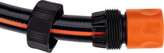 BLACK+DECKER Raccord rapide pour tuyau d'arrosage - avec Water Stop - 5/8'-3/4' - ⌀16-19 mm - Plastique - Noir/Orange