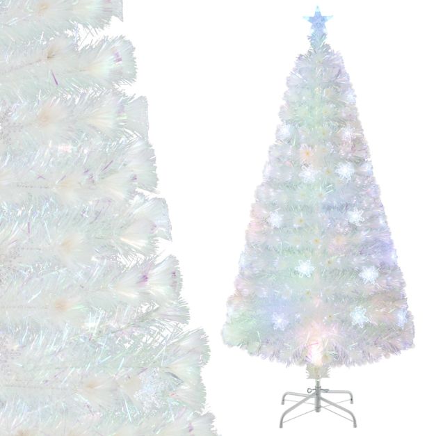 Sapin de Noël artificiel Costway de 150 cm avec 8 modes d'éclairage, LED blanc chaud et pommes de pin – CM25342DE