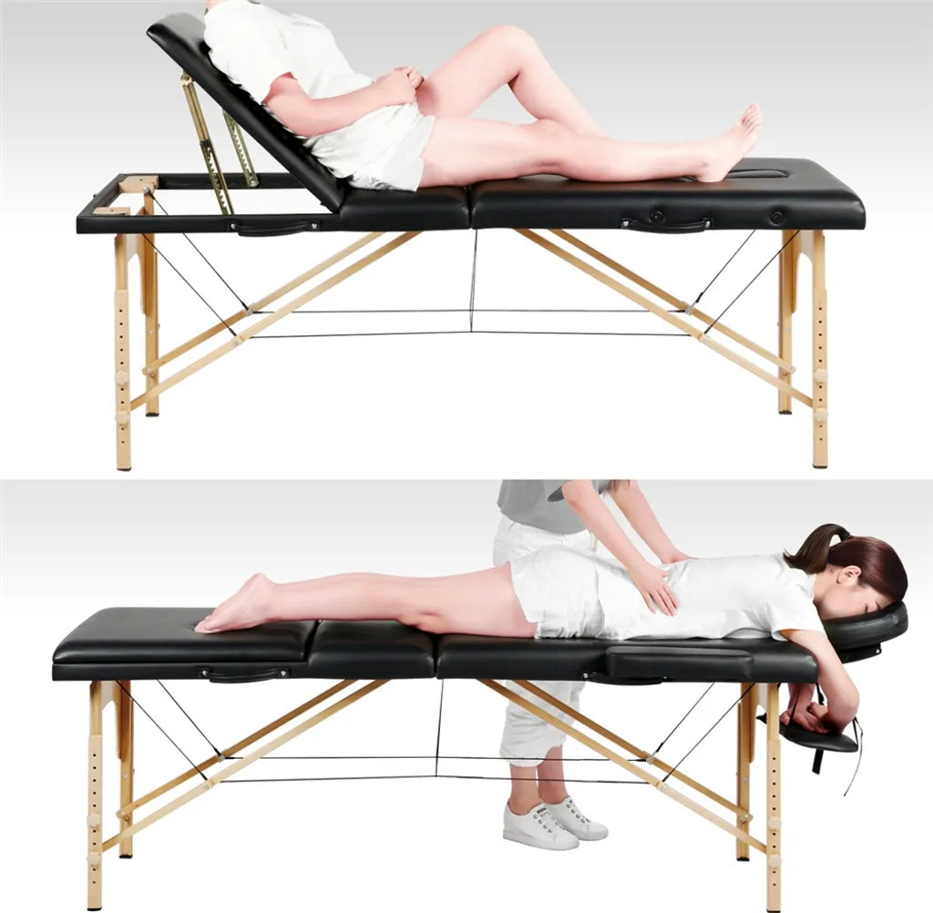 Table de massage Yaheetech à 3 zones 213 x 80 cm - Noir - Table de soins pliable pouvant supporter jusqu'à 250 kg