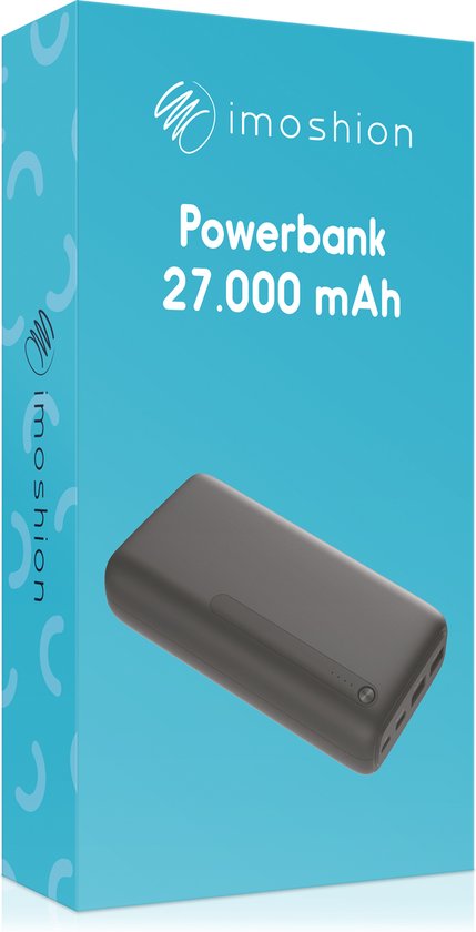 Batterie externe - iMoshion® - 27000 mAh - Chargeur rapide - Convient pour iPhone et Samsung - 18 Watt - USB A, USB C et Micro USB - Noir