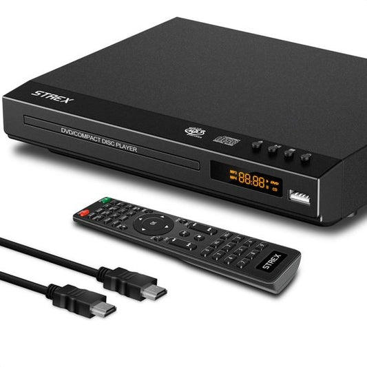 Strex Lecteur DVD avec HDMI - Full HD 1080P - Télécommande - USB - HDMI/RCA - Sans région - Noir