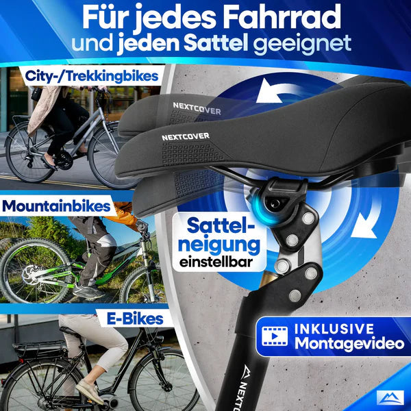 Nextcover ComfortSet MAX - Selle de vélo + tige de selle à suspension - Vélo électrique/Sport - Noir
