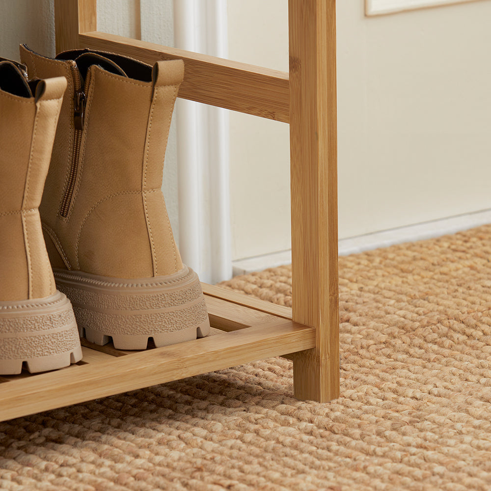 SoBuy FSR47-N Meuble à chaussures avec coussin de siège Tiroirs - Bambou - Avec 3 étagères