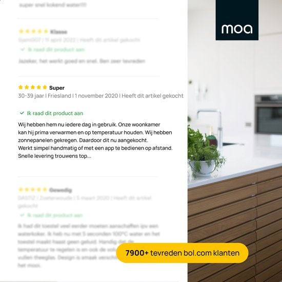 MOA Smart Glass Panel Heater with WiFi - Chauffage électrique - Convecteur - Panneau chauffant - Chauffage portable - Blanc - PH15W