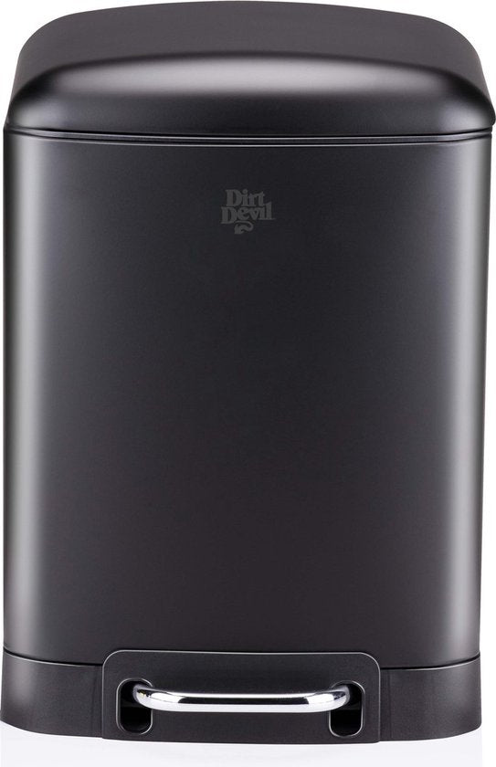 Poubelle à pédale Dirt Devil 30 litres - Mécanisme « Soft Close » - Poubelle avec bac amovible - pour la cuisine et la salle de bains - 34,5 x 32,5 x 61,5 - Acier inoxydable - Noir