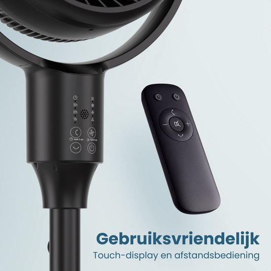 Ventilateur sur pied Auronic - Ventilateur sur pied - Refroidisseur d'air - Ventilateur de sol et de table - Omni - 3 vitesses - Ventilateur silencieux - Ventilateur - Avec télécommande - Noir